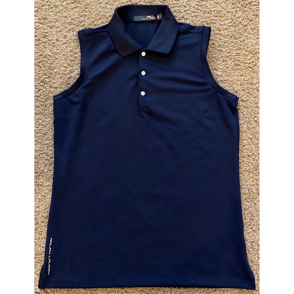 RLX Ralph Lauren Womens Navy Blue Sleeveless‎ Golf Polo Shirt Size P